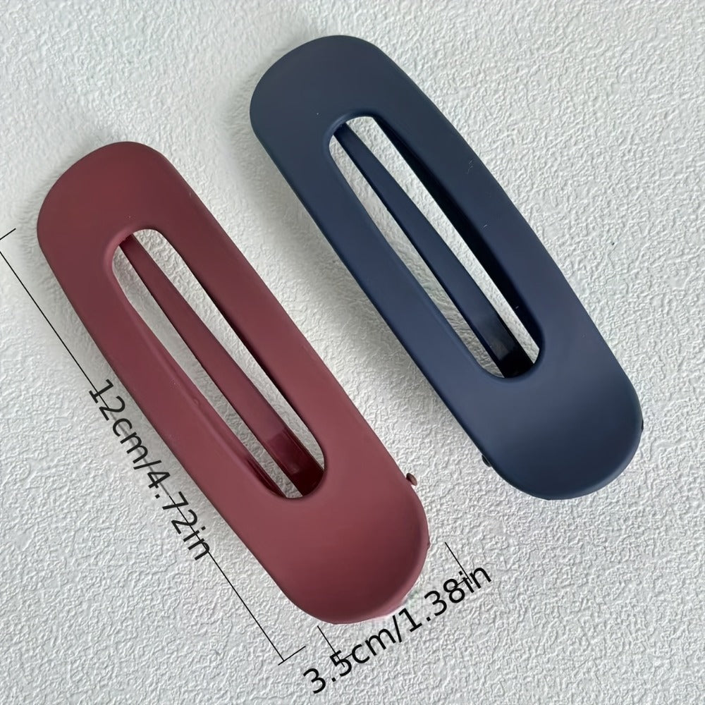 Hair Clips for Women - for 12 Pack Matte Solid Color Side & Bangs , Oval PVC Elegant Barrettes - product detail view 6