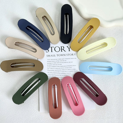 Hair Clips for Women - for 12 Pack Matte Solid Color Side & Bangs , Oval PVC Elegant Barrettes - product detail view 7