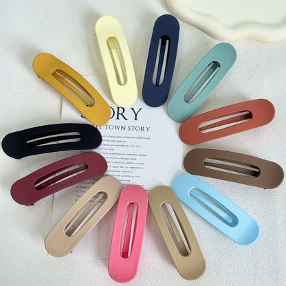 Hair Clips for Women - for 12 Pack Matte Solid Color Side & Bangs , Oval PVC Elegant Barrettes - product detail view 8