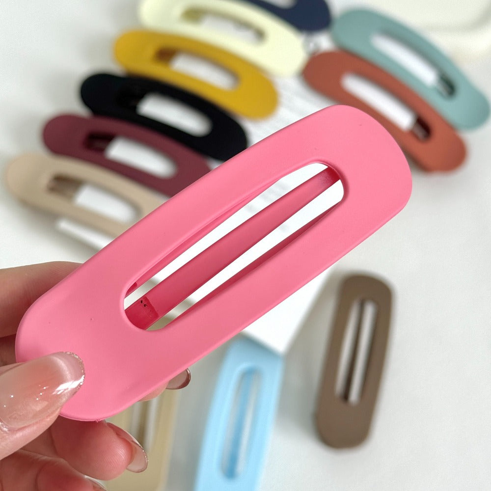 Hair Clips for Women - for 12 Pack Matte Solid Color Side & Bangs , Oval PVC Elegant Barrettes - product detail view 10