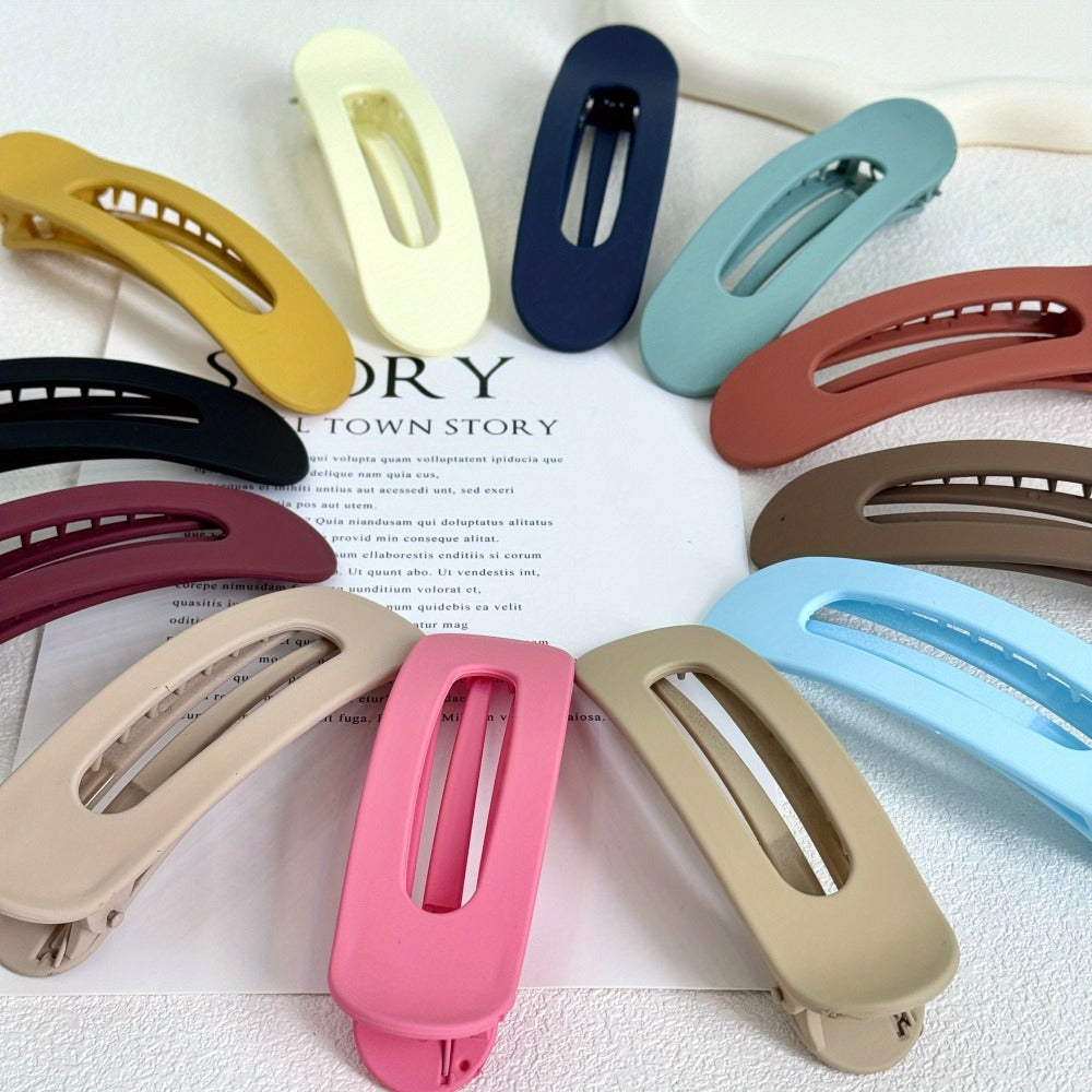 Hair Clips for Women - for 12 Pack Matte Solid Color Side & Bangs , Oval PVC Elegant Barrettes - product detail view 14