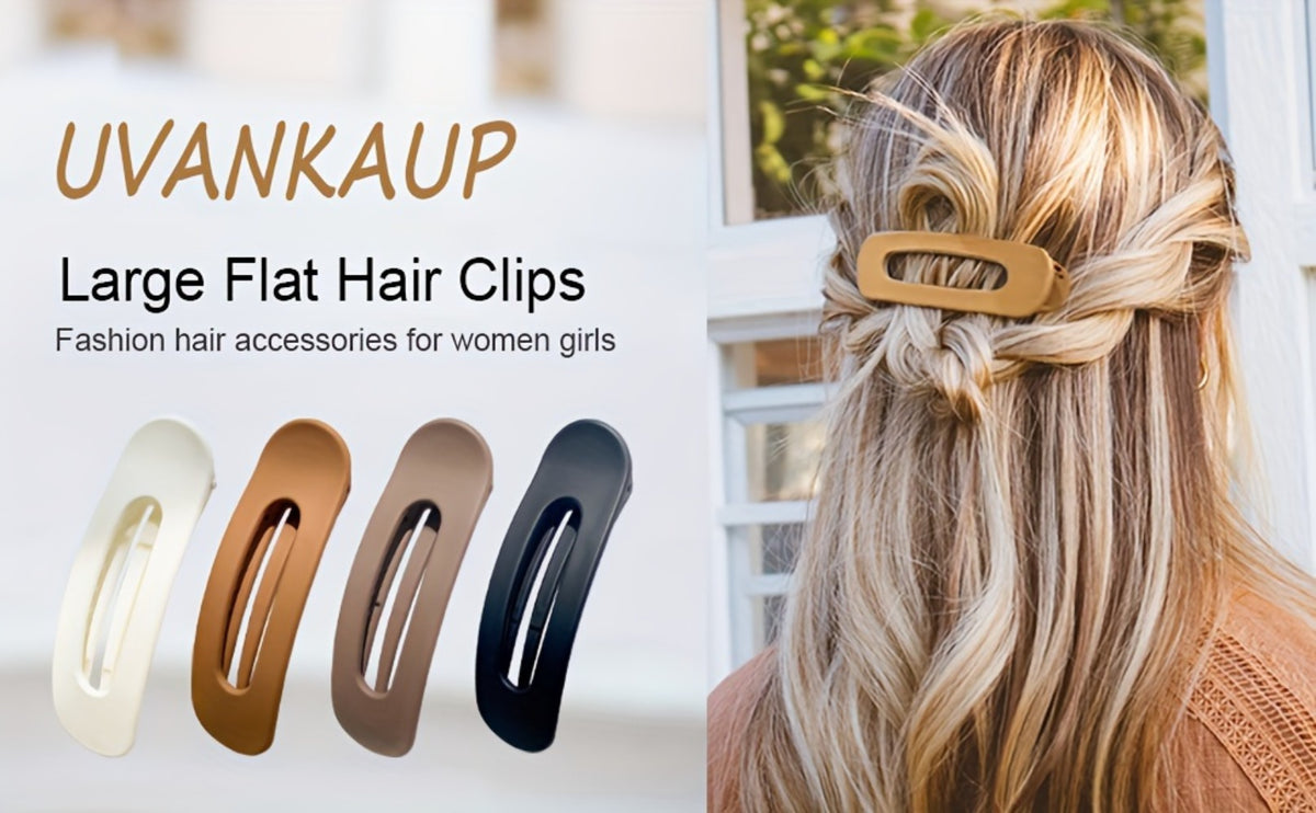 Hair Clips for Women - for 12 Pack Matte Solid Color Side & Bangs , Oval PVC Elegant Barrettes - product detail view 16