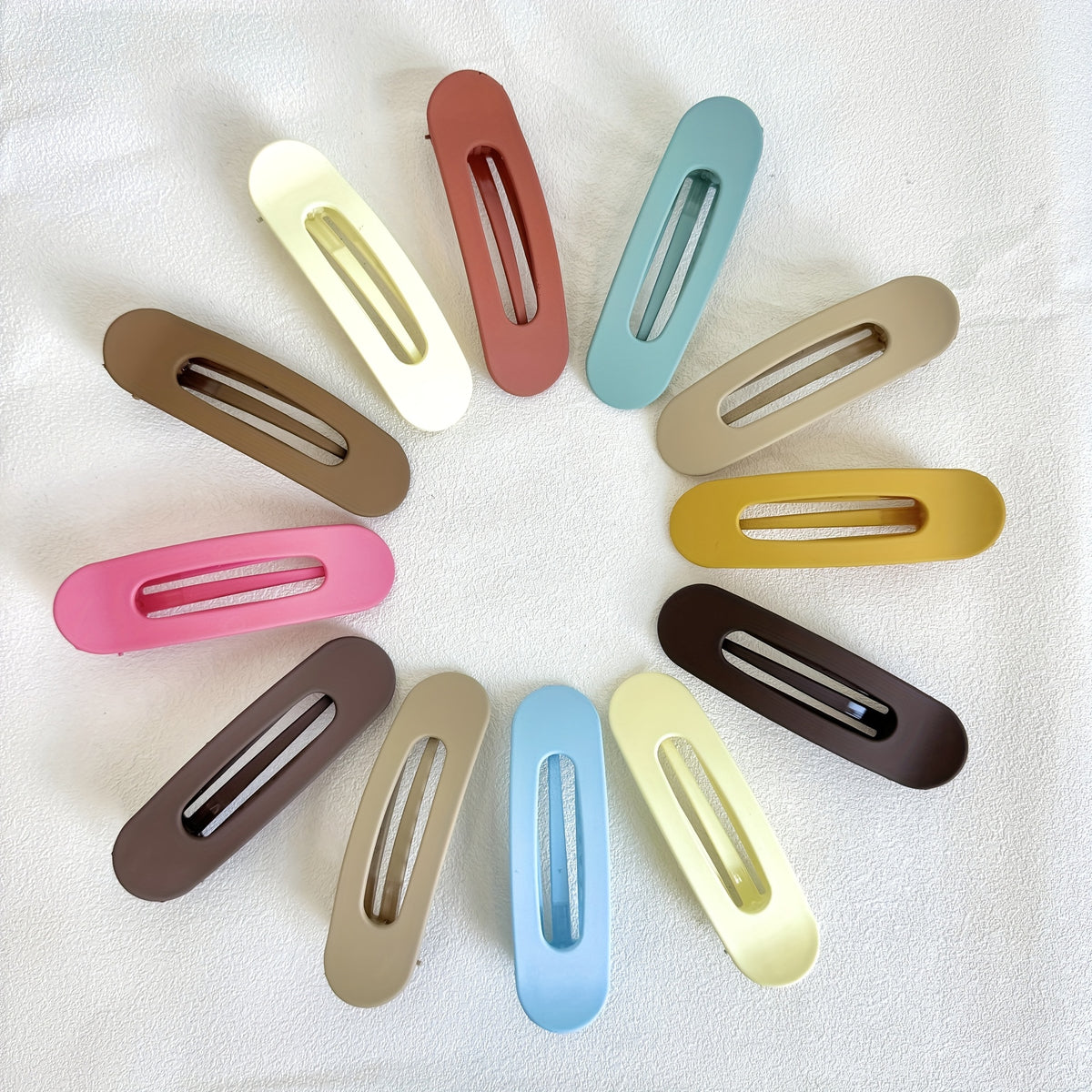 Hair Clips for Women - for 12 Pack Matte Solid Color Side & Bangs , Oval PVC Elegant Barrettes - product detail view 21