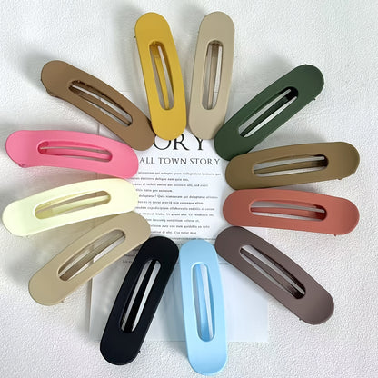 Hair Clips for Women - for 12 Pack Matte Solid Color Side & Bangs , Oval PVC Elegant Barrettes - product detail view 25