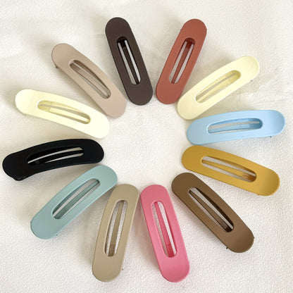 Hair Clips for Women - for 12 Pack Matte Solid Color Side & Bangs , Oval PVC Elegant Barrettes - product detail view 26
