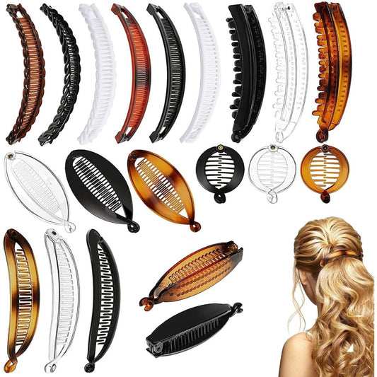 Hair Clips for Women - Banana 20pcs Flexible Plastic Claw Clip Set Comb Fishtail Ponytail Clip - main product view
