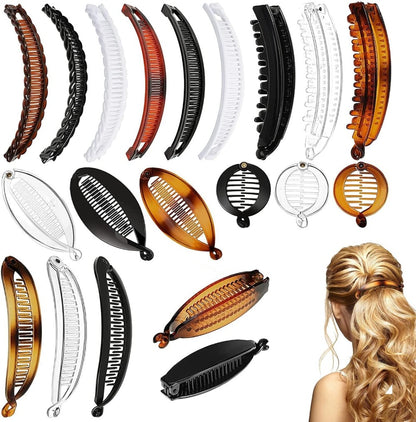 Hair Clips for Women - Banana 20pcs Flexible Plastic Claw Clip Set Comb Fishtail Ponytail Clip - product detail view 6
