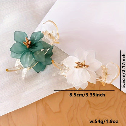 Hair Clips for Women - Banana 2pcs Elegant 3D Floral Anti-Slip Claw Clip Gold Accent Accessories - product detail view 4