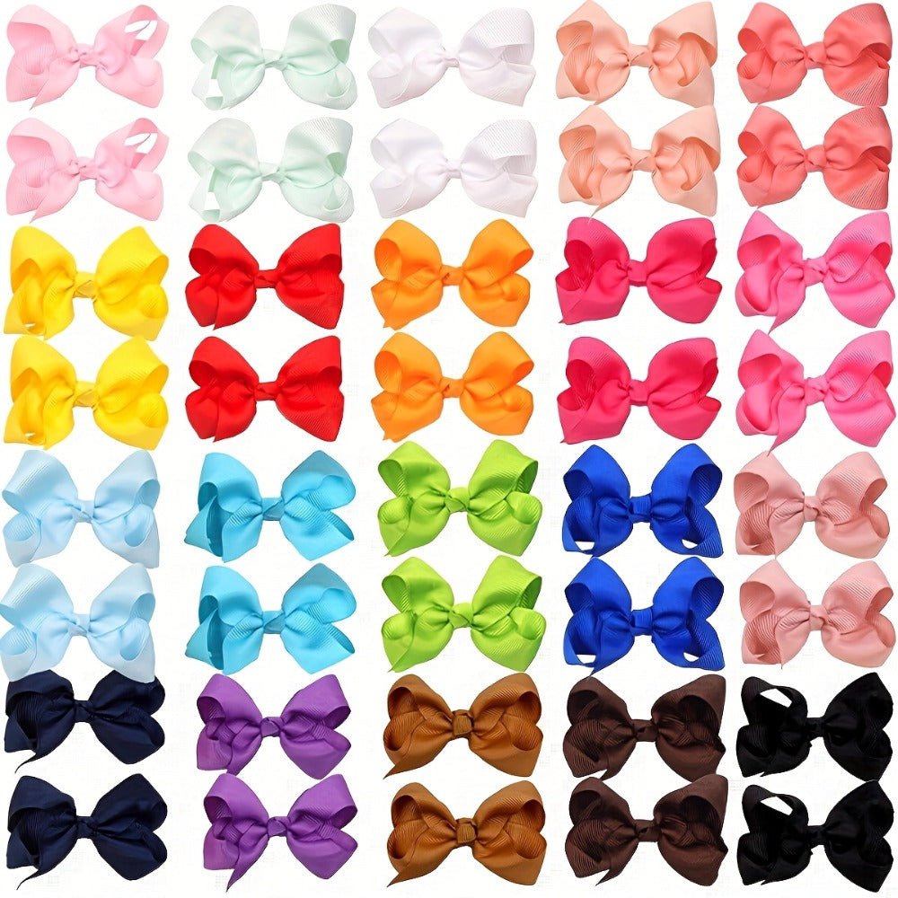 Hair Clips for Women - Bows for Girls 40pcs Grosgrain Ribbon Boutique Bow Alligator 4.5 Inch - product detail view 5