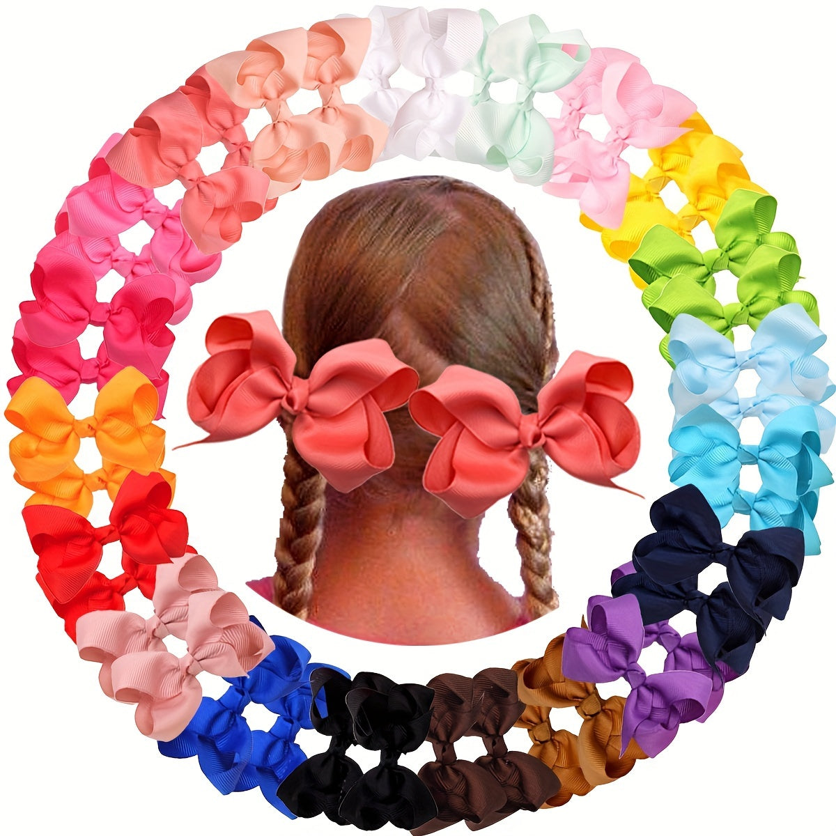 Hair Clips for Women - Bows for Girls 40pcs Grosgrain Ribbon Boutique Bow Alligator 4.5 Inch - product detail view 9