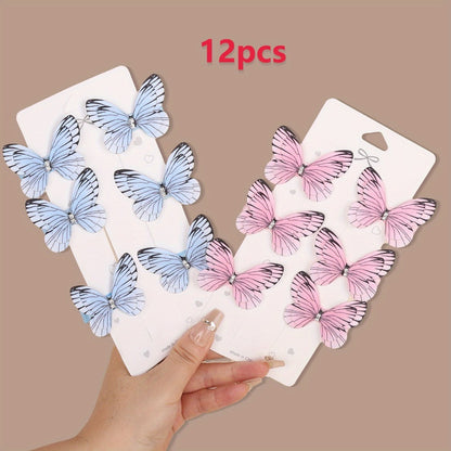 Hair Clips for Women - Butterfly 12pcs Set Y2K Shiny Sequin Double Layer Acrylic Butterfly Luxury - product detail view 5