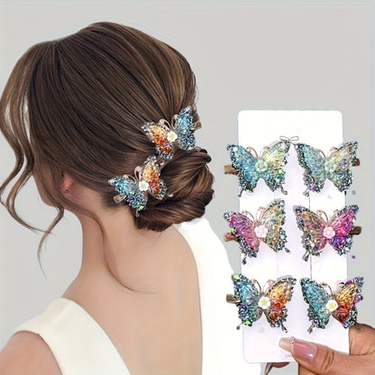 Hair Clips for Women - Butterfly 12pcs Set Y2K Shiny Sequin Double Layer Acrylic Butterfly Luxury - product detail view 10