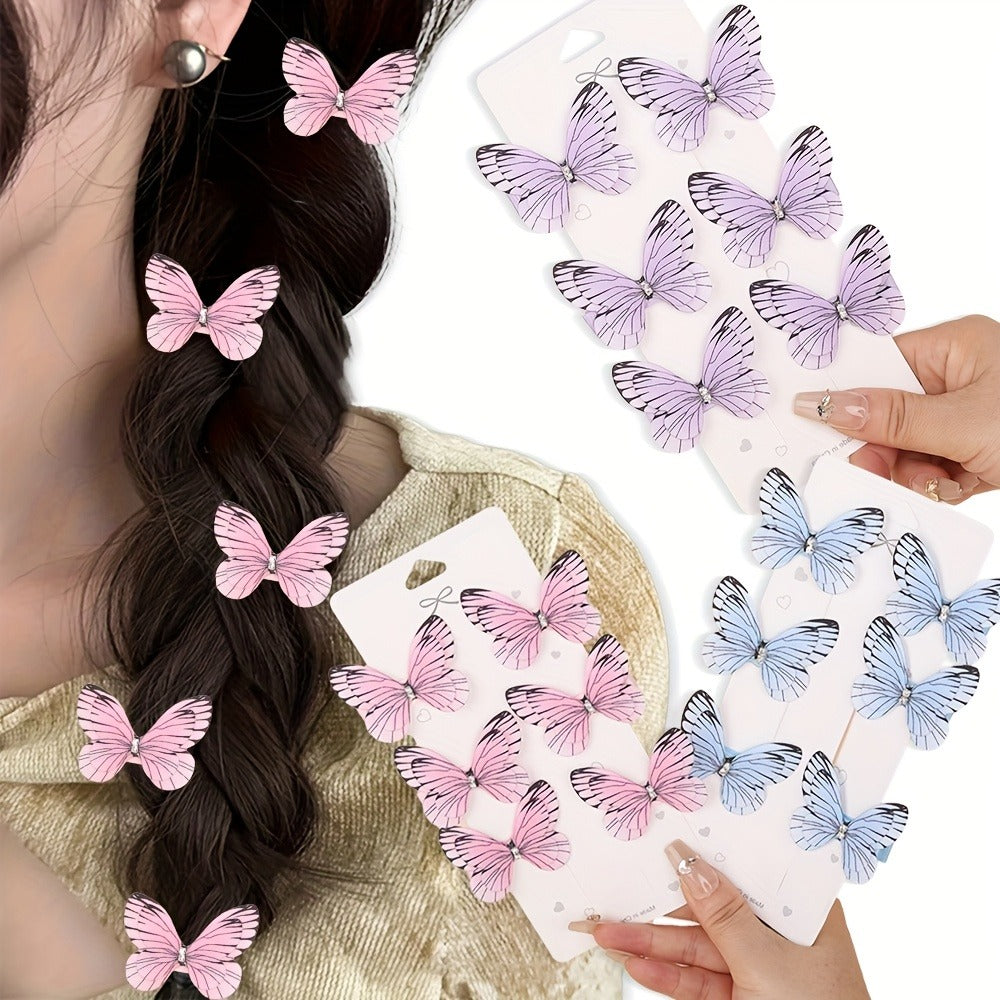 Hair Clips for Women - Butterfly 12pcs Set Y2K Shiny Sequin Double Layer Acrylic Butterfly Luxury - product detail view 12