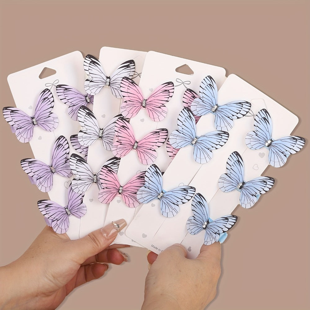 Hair Clips for Women - Butterfly 12pcs Set Y2K Shiny Sequin Double Layer Acrylic Butterfly Luxury - product detail view 13