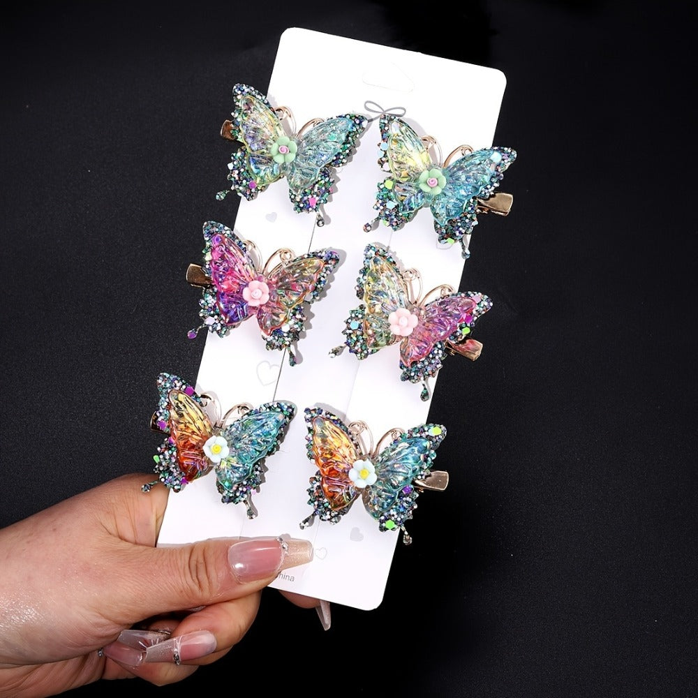 Hair Clips for Women - Butterfly 12pcs Set Y2K Shiny Sequin Double Layer Acrylic Butterfly Luxury - product detail view 17