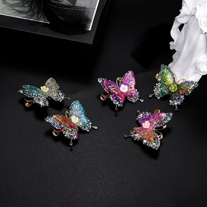 Hair Clips for Women - Butterfly 12pcs Set Y2K Shiny Sequin Double Layer Acrylic Butterfly Luxury - product detail view 20