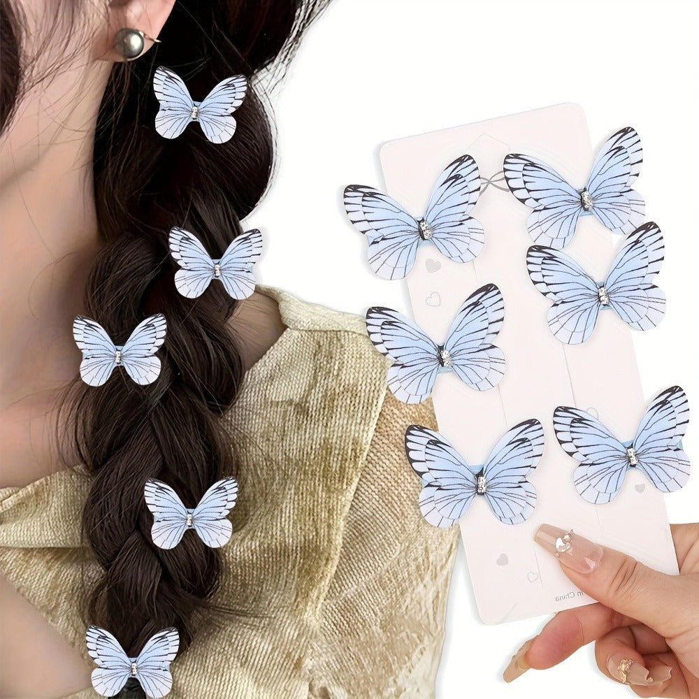 Hair Clips for Women - Butterfly 12pcs Set Y2K Shiny Sequin Double Layer Acrylic Butterfly Luxury - product detail view 27