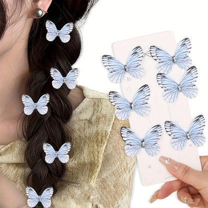 Hair Clips for Women - Butterfly 12pcs Set Y2K Shiny Sequin Double Layer Acrylic Butterfly Luxury - product detail view 27