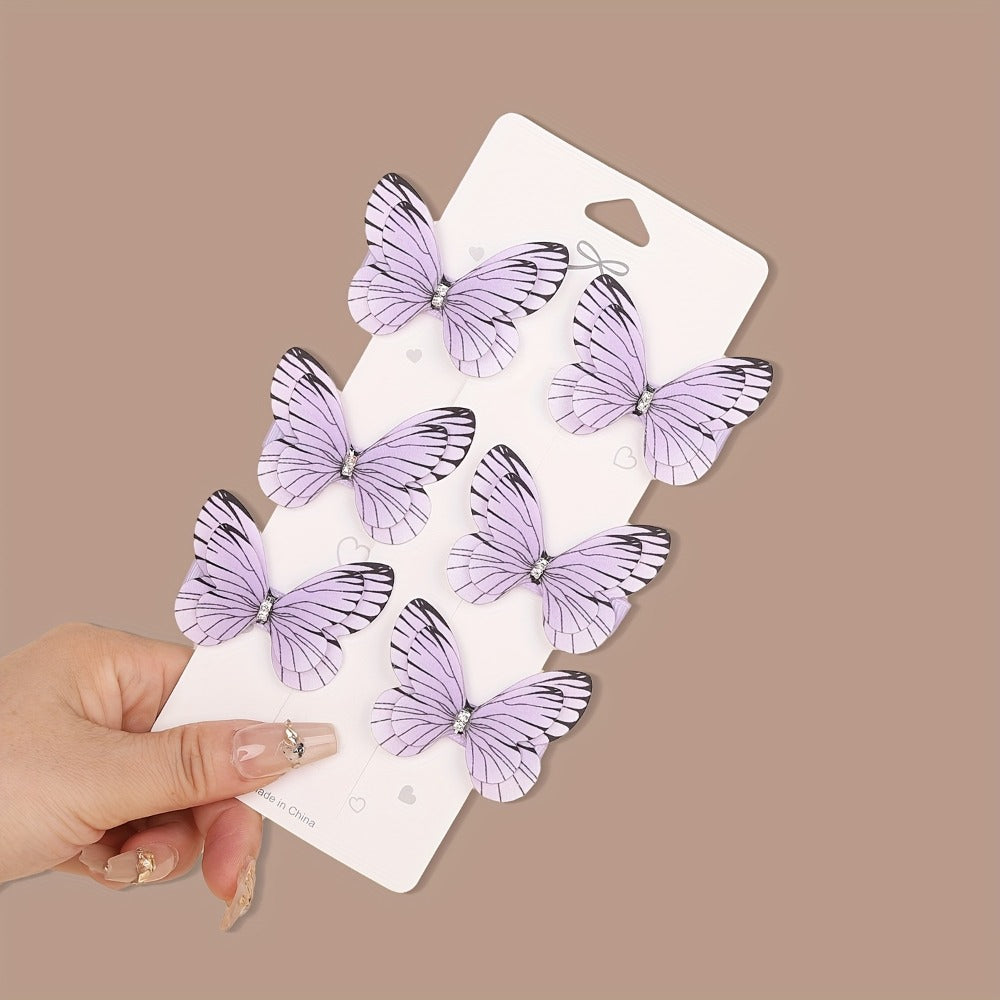 Hair Clips for Women - Butterfly 12pcs Set Y2K Shiny Sequin Double Layer Acrylic Butterfly Luxury - product detail view 32