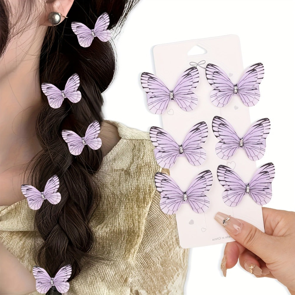 Hair Clips for Women - Butterfly 12pcs Set Y2K Shiny Sequin Double Layer Acrylic Butterfly Luxury - product detail view 33