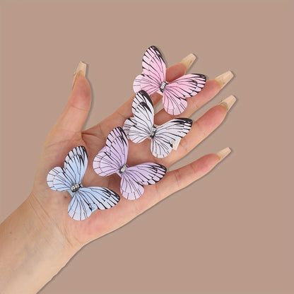 Hair Clips for Women - Butterfly 12pcs Set Y2K Shiny Sequin Double Layer Acrylic Butterfly Luxury - product detail view 34