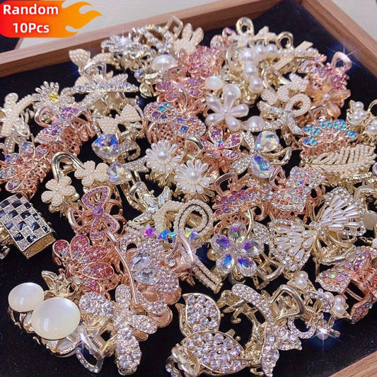 Hair Clips for Women - Claw 10pcs Luxury Zirconia Bow Flower Design Nonslip Jaw Elegant - main product view