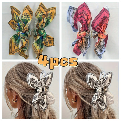 Hair Clips for Women - Claw 4pcs Vintage Bow Nonslip Strong Hold Jaw Clip Boho Style Accessories - main product view