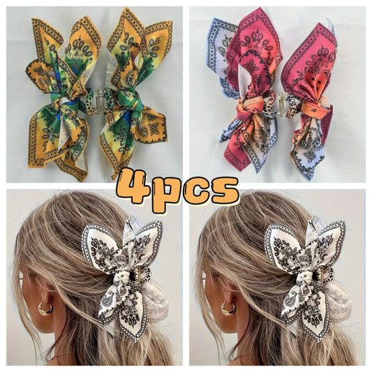 Hair Clips for Women - Claw 4pcs Vintage Bow Nonslip Strong Hold Jaw Clip Boho Style Accessories - main product view