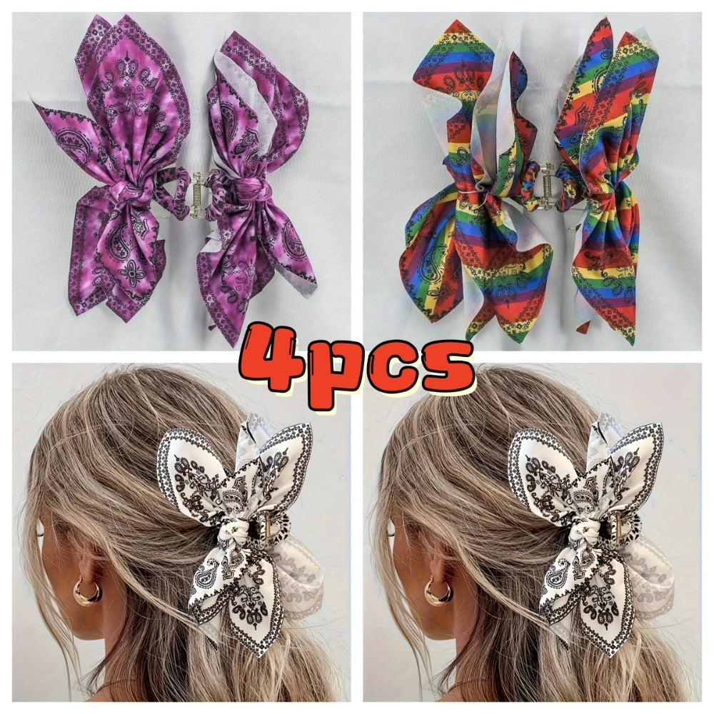 Hair Clips for Women - Claw 4pcs Vintage Bow Nonslip Strong Hold Jaw Clip Boho Style Accessories - product detail view 9
