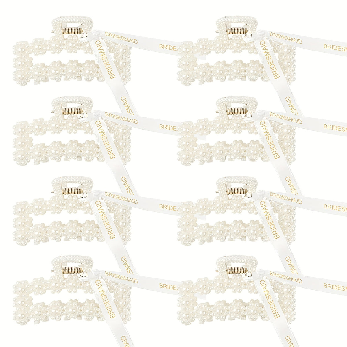 Hair Clips for Women - Claw 8 Pack Pearl Ribbon Floral Vintage 3.7 Inch Elegant Bridesmaid - product detail view 9