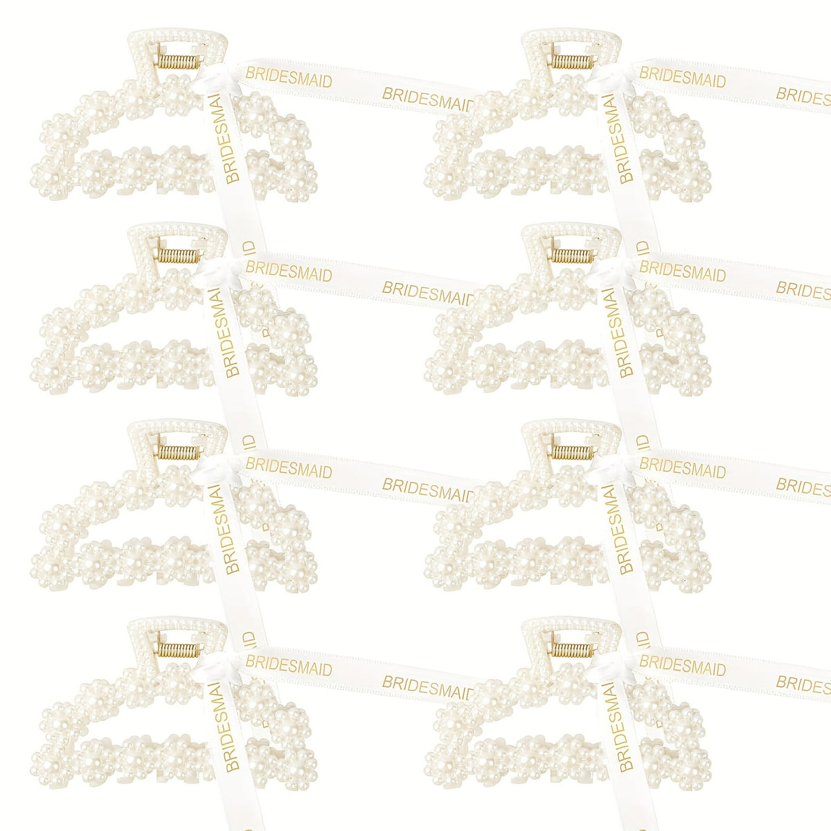 Hair Clips for Women - Claw 8 Pack Pearl Ribbon Floral Vintage 3.7 Inch Elegant Bridesmaid - product detail view 10