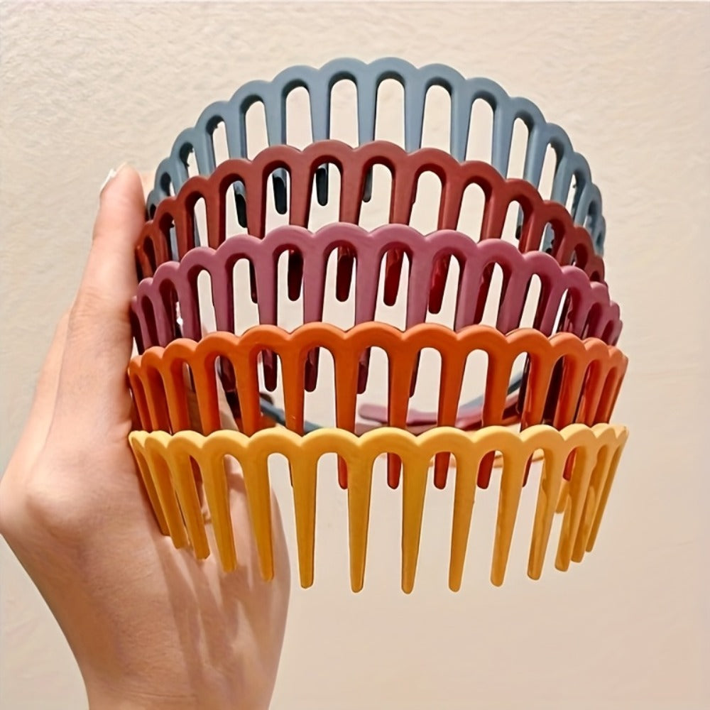 Hair Clips for Women - Face Wash Headbands for 5 Pack Long Tooth Non-Slip Matte Plastic Bands - product detail view 2