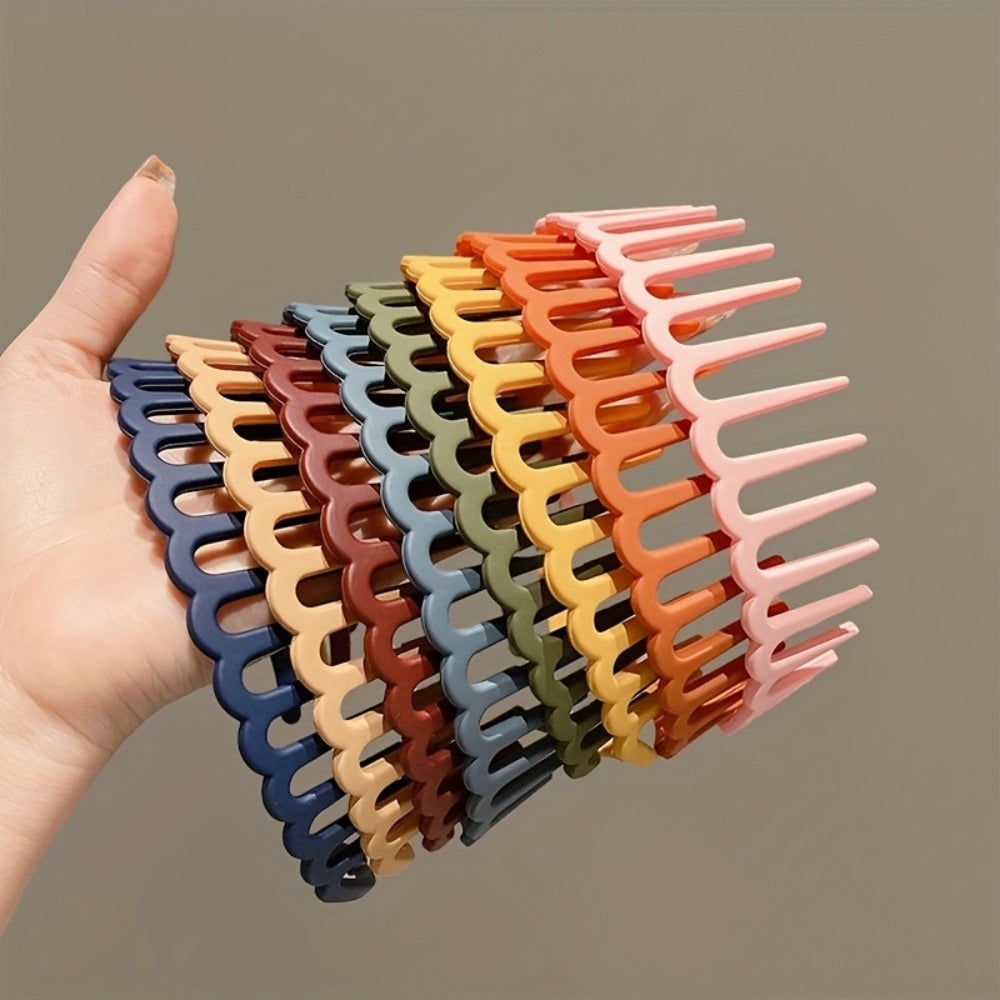 Hair Clips for Women - Face Wash Headbands for 5 Pack Long Tooth Non-Slip Matte Plastic Bands - product detail view 5