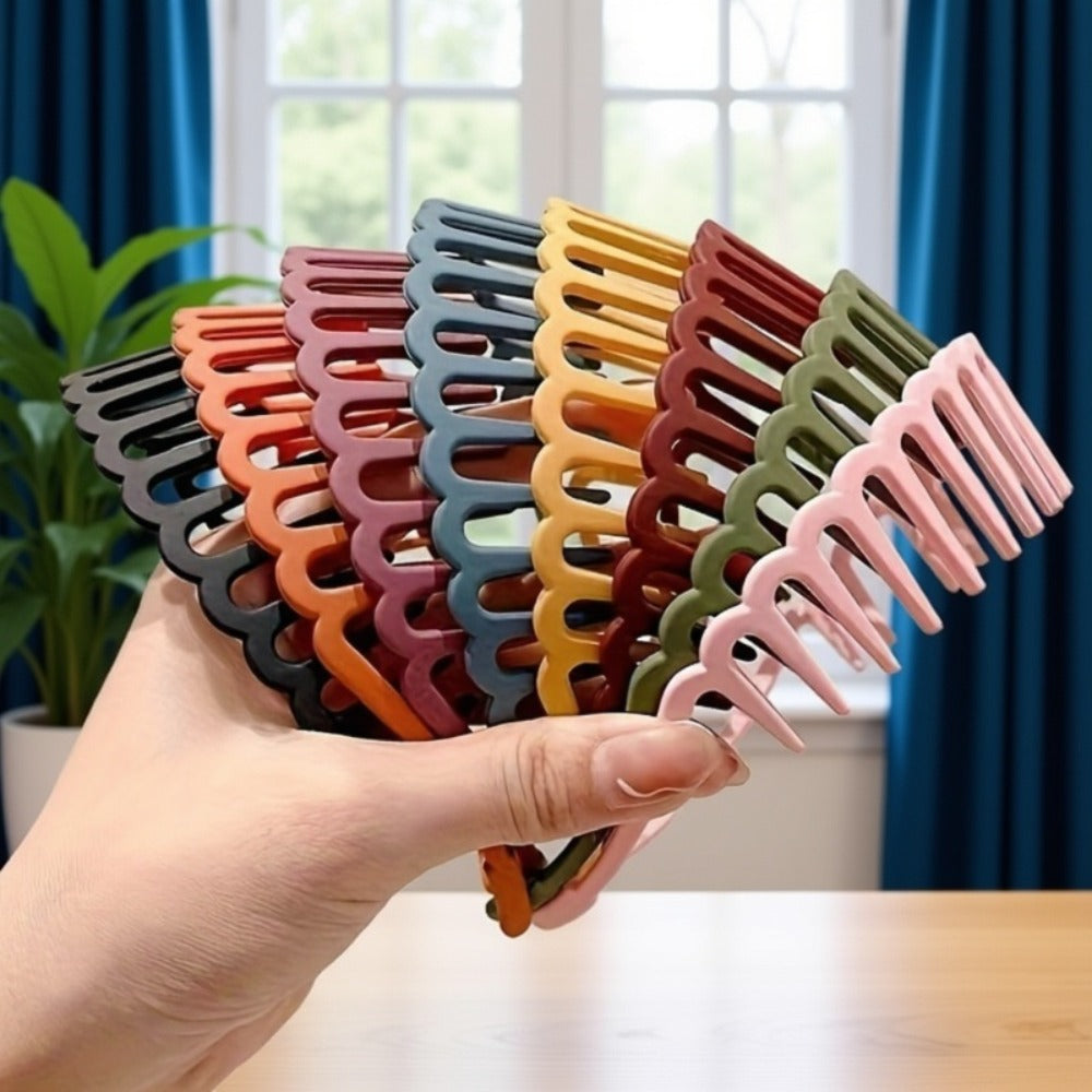 Hair Clips for Women - Face Wash Headbands for 5 Pack Long Tooth Non-Slip Matte Plastic Bands - product detail view 6