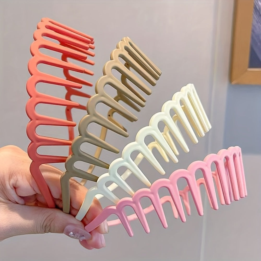 Hair Clips for Women - Face Wash Headbands for 5 Pack Long Tooth Non-Slip Matte Plastic Bands - product detail view 10