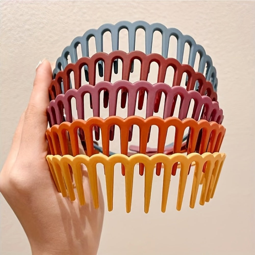 Hair Clips for Women - Face Wash Headbands for 5 Pack Long Tooth Non-Slip Matte Plastic Bands - product detail view 13