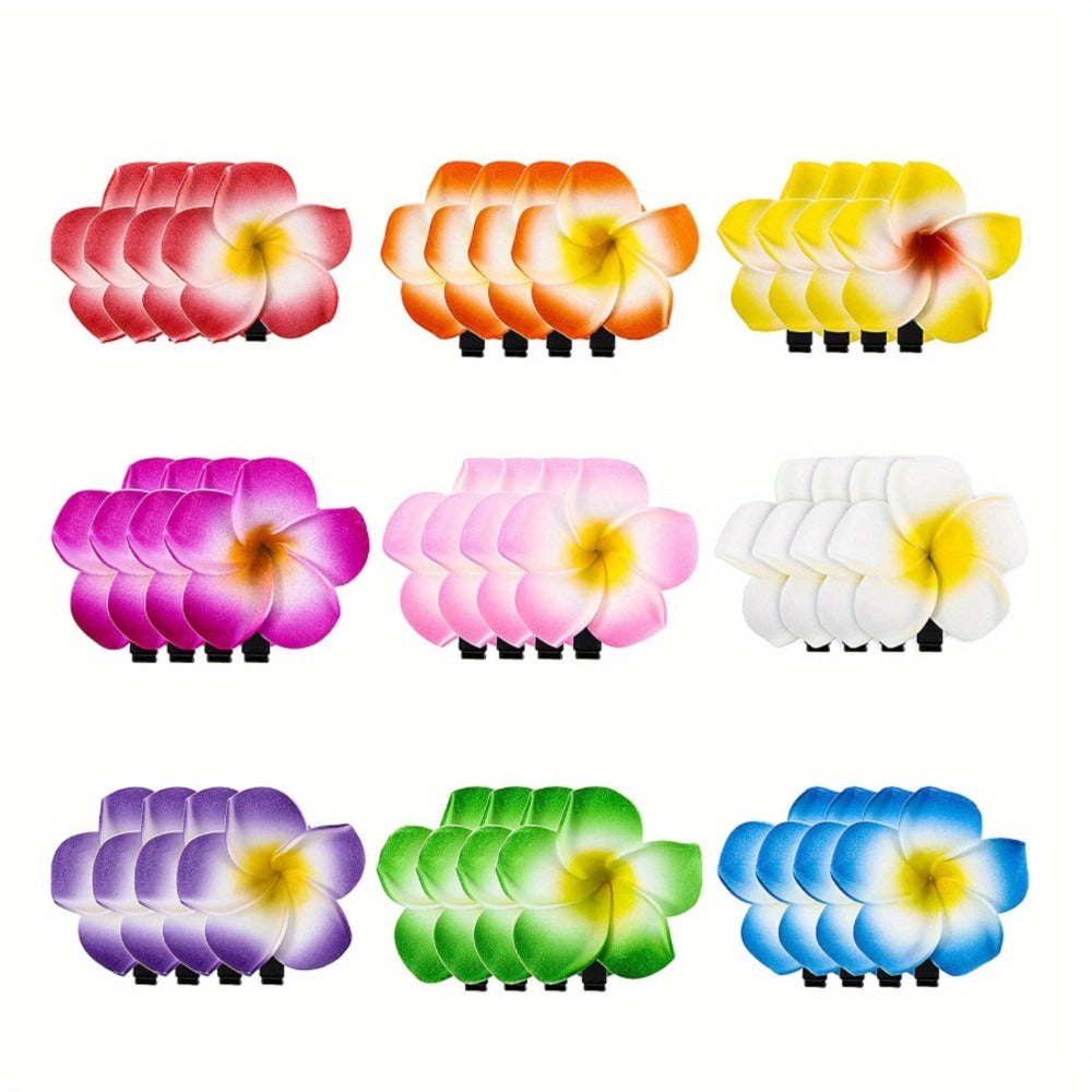 Hair Clips for Women - Flower for 36 Pack Tropical Plumeria Frangipani Barrettes, Lightweight - product detail view 3