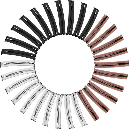 Hair Clips for Women - Metal Barrettes 30pcs Open Center Domed for Assorted Colors Black Brown - main product view