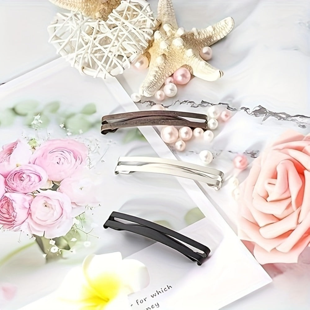 Hair Clips for Women - Metal Barrettes 30pcs Open Center Domed for Assorted Colors Black Brown - product detail view 5