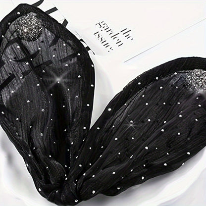 Hair Clips for Women - Rhinestone Clip Black Fabric Twist Bun Maker Sparkling Star Precious Stone - product detail view 5