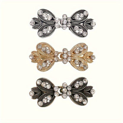 Hair Clips for Women - Sweater 3pcs Rhinestone Vortex Elegant Cardigan Shawl Cloak Clip Set for - product detail view 9