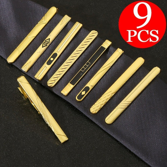 Hair Clips for Women - Tie Set 9pcs Men's Business Suit Accessories - Luxury Fashion Tie Bar Gift - main product view
