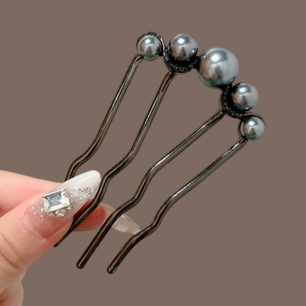 Hair Clips for Women - U-Shaped Pins 6pcs Set Combs Chignon Hairpins Sticks Ornaments Back of - product detail view 4
