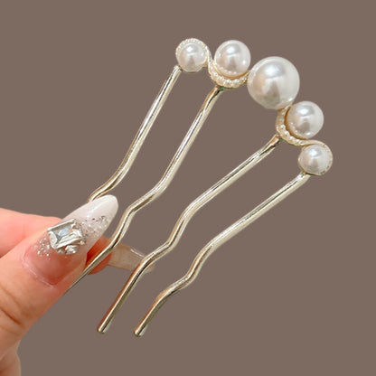 Hair Clips for Women - U-Shaped Pins 6pcs Set Combs Chignon Hairpins Sticks Ornaments Back of - product detail view 5