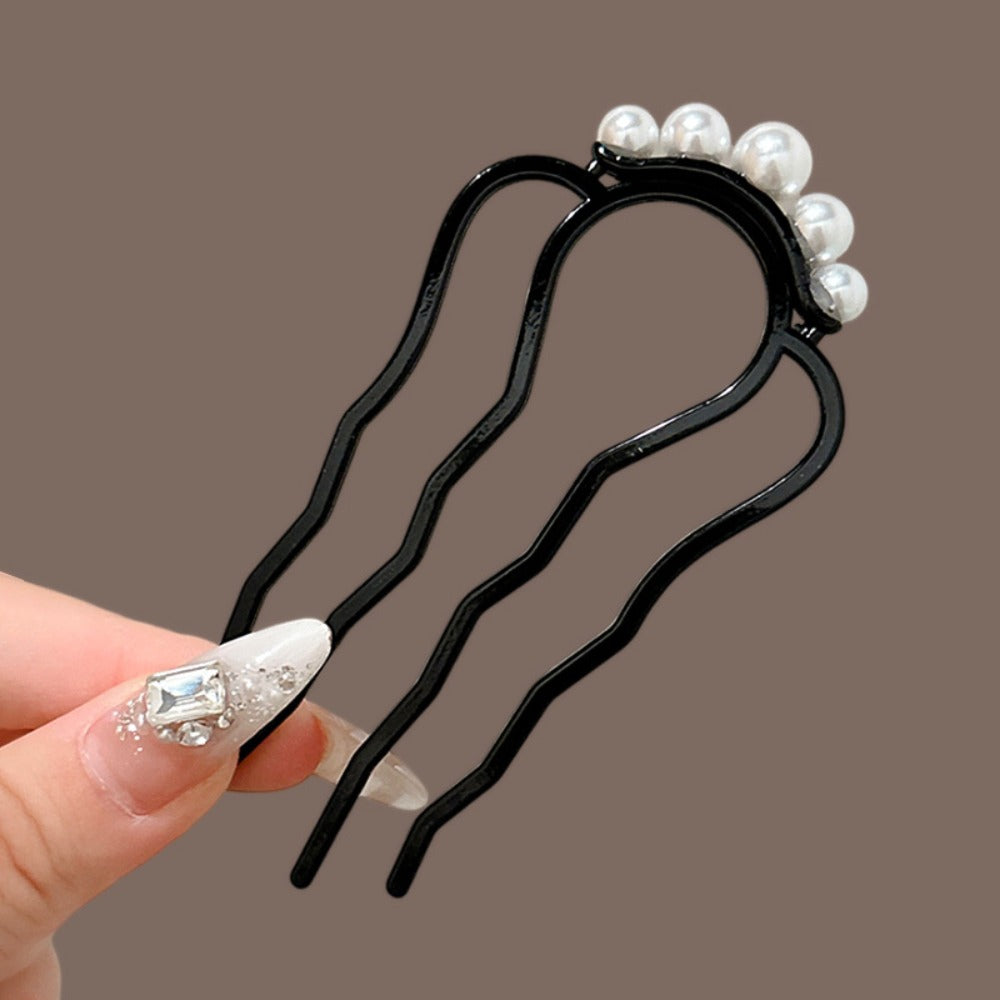 Hair Clips for Women - U-Shaped Pins 6pcs Set Combs Chignon Hairpins Sticks Ornaments Back of - product detail view 8