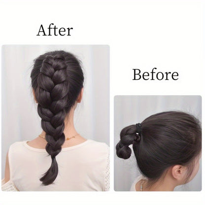 Hair Extensions & Ponytails - Claw Clip Ponytail Extension for Women 13 Inch Braided Loose Curly Piece - product detail view