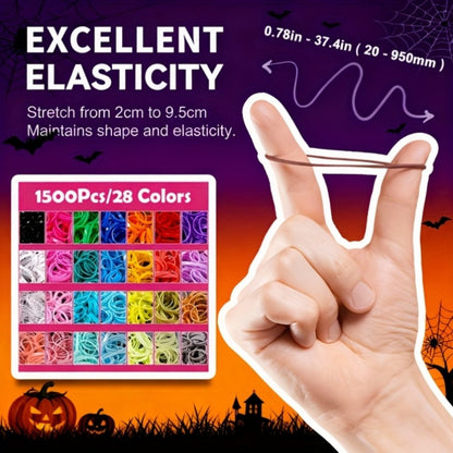 Hair Ties & Bands - Rubber for 1500pcs 28 Colors Colorful Elastic Set with 6 Styling Tools for - product detail view 2