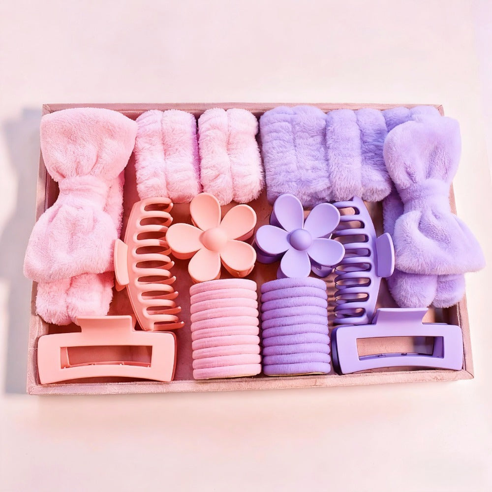 Hair Ties & Hair Accessories Sets - Bow & Clips Set for Women 32 Pack Cute Bow Scrunchies, Large Claw Clip - main product