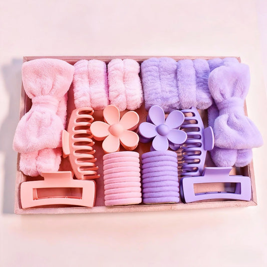 Hair Ties & Hair Accessories Sets - Bow & Clips Set for Women 32 Pack Cute Bow Scrunchies, Large Claw Clip - main product