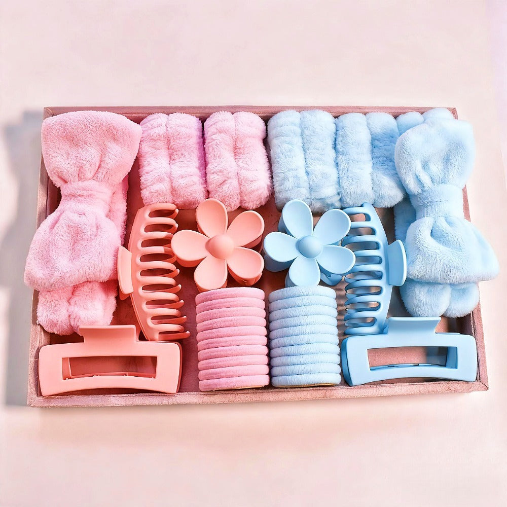 Hair Ties & Hair Accessories Sets - Bow & Clips Set for Women 32 Pack Cute Bow Scrunchies, Large Claw Clip - product detail